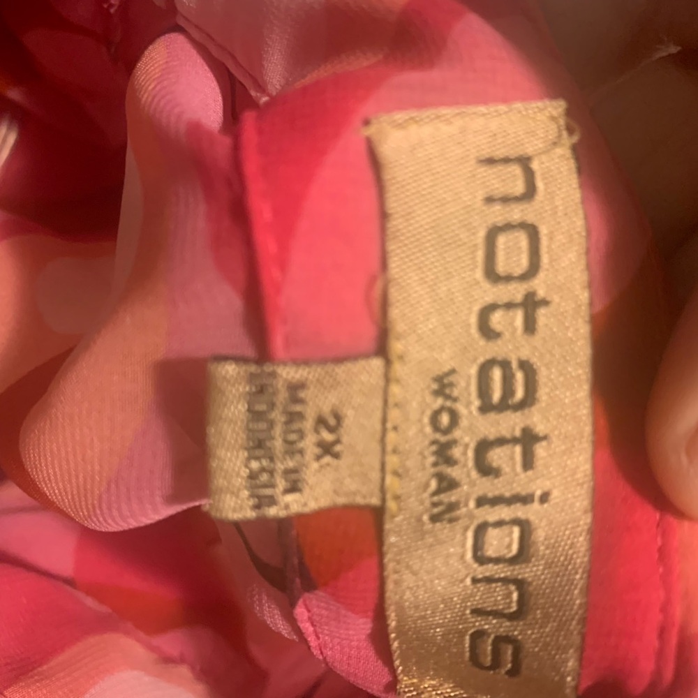Plus NOTATIONS Rosey Top, Sheer,Long Sleeved Romantic,Easy-to-Pack!Reds& Pinks - Picture 5 of 11